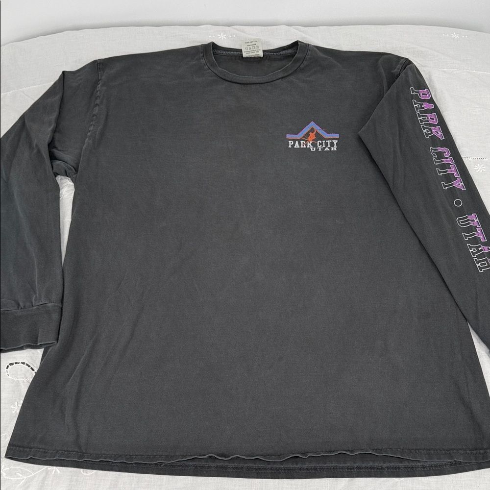 Blue 84 T-Shirt Adult Extra Large Black Long Sleeve Park City Utah Ski Faded